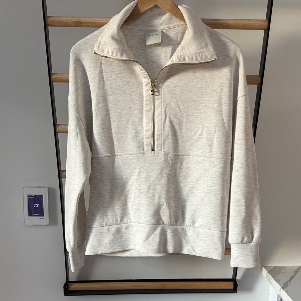 Varley Cream Half-Zip Sweatshirt Ivory Marl